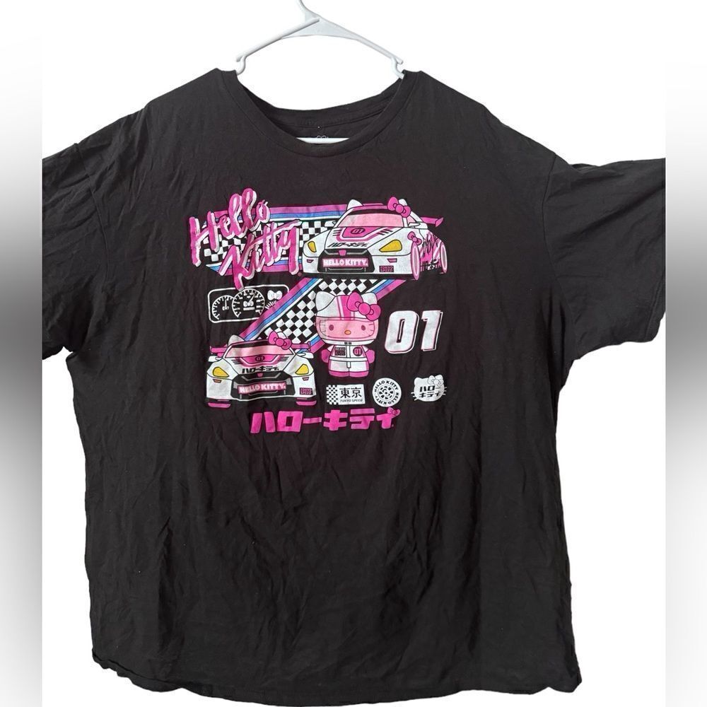 Hello Kitty Black and Pink Racing Car T Shirt Size XXL